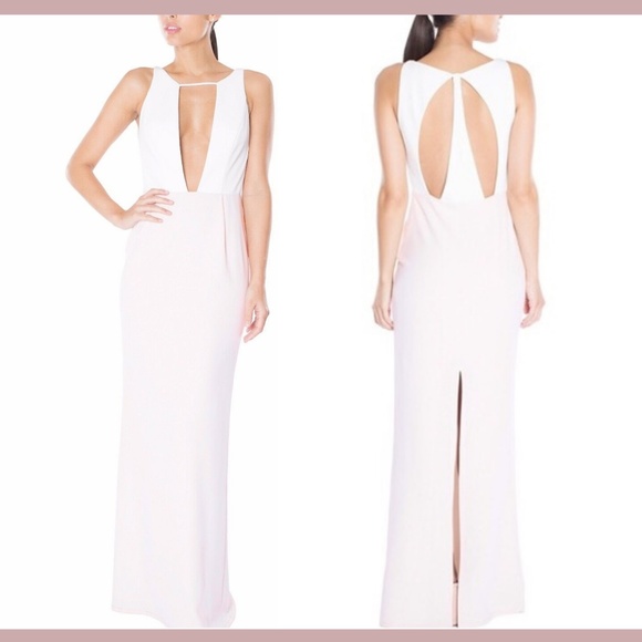 ABS Allen Schwartz Dresses & Skirts - NWT ABS‎ by Allen Schwartz Two-Tone Cutout Maxi Gown Ivory-Pink [SZ Medium ]